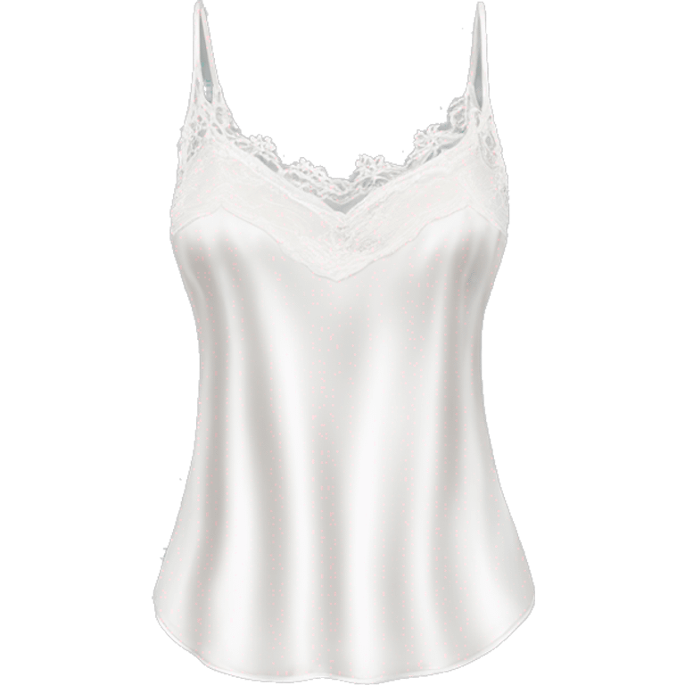 Realistic isolated side view white lace silk camisole.  emoji