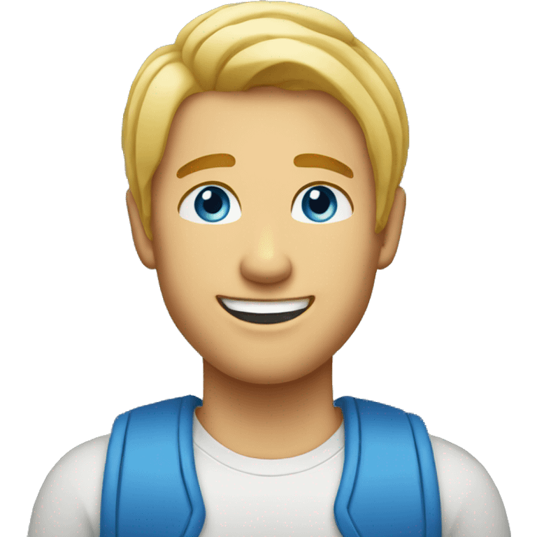 man with blond hair blue eyes smiling with dimples emoji