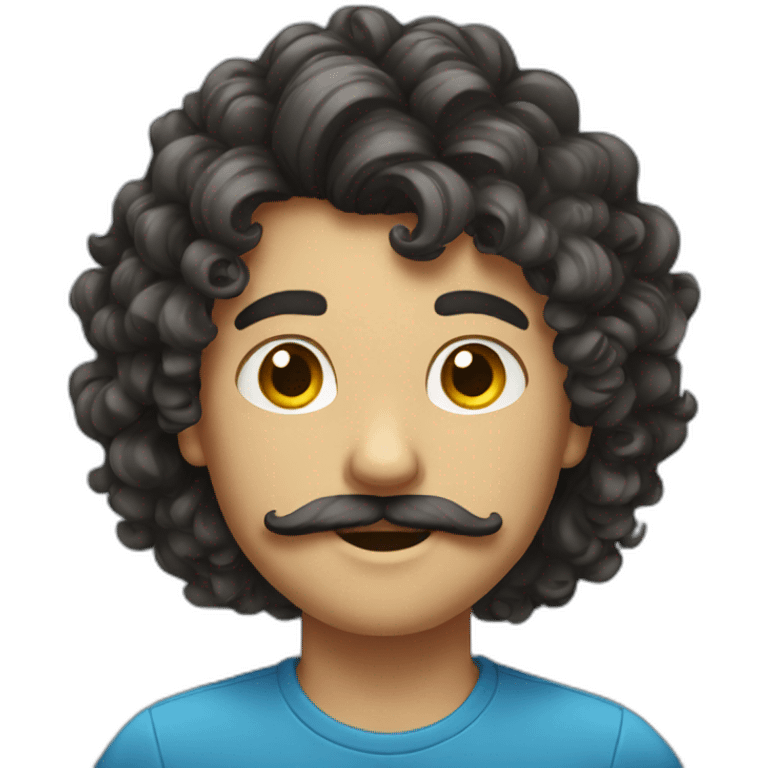 boy with long curly hair and moustache  emoji