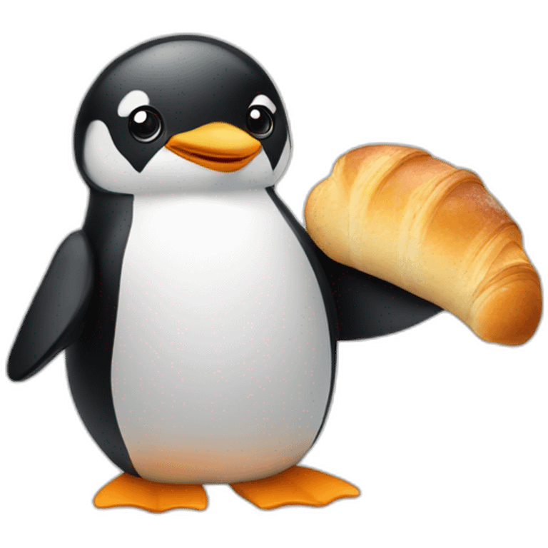 Penguin with  croissant  emoji