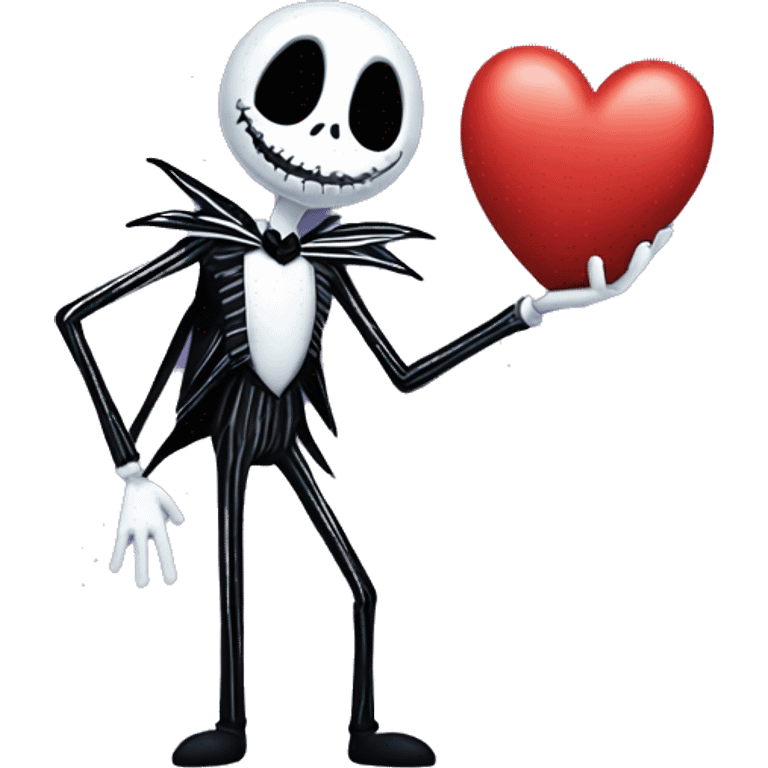 a little jack skellington holding a heart emoji