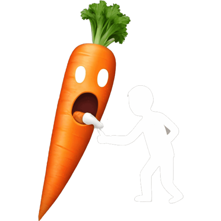 Someone shoving a carrot in their mouth emoji