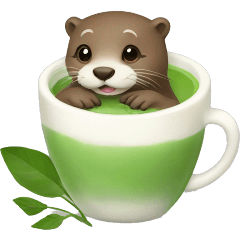 Otter drinking Matcha Latte emoji