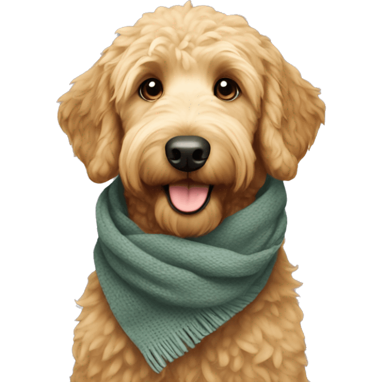 golden doodle with a scarf emoji