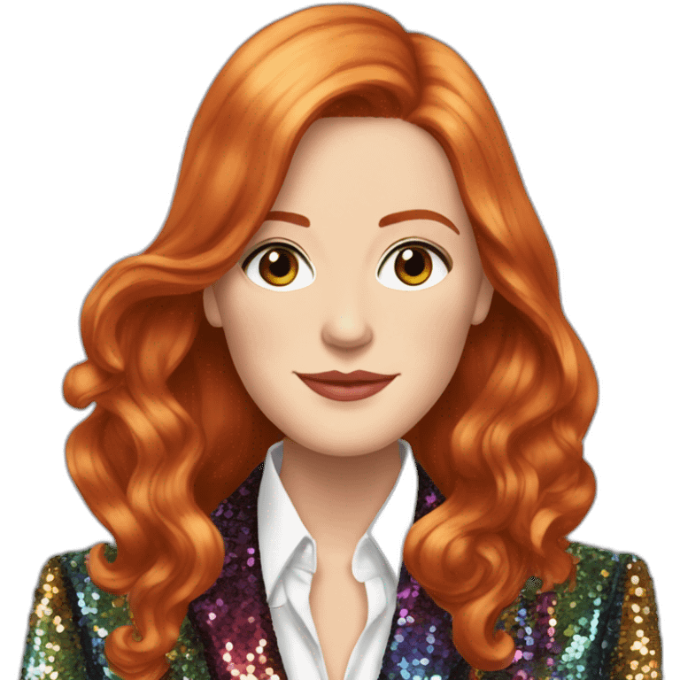 Audrey fleurot straight long hair with multicolored sequined suit emoji