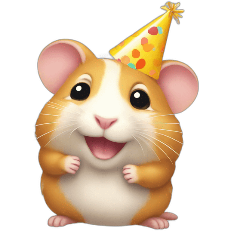 A hamster celebrating a birthday emoji