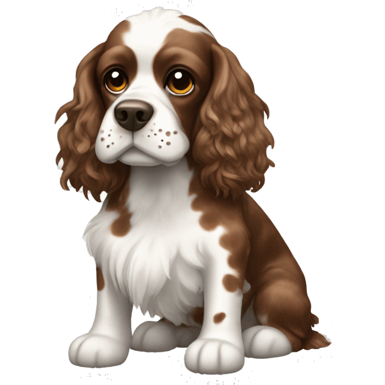 Cocker spaniel with brown and white spots and a Mohawk  emoji