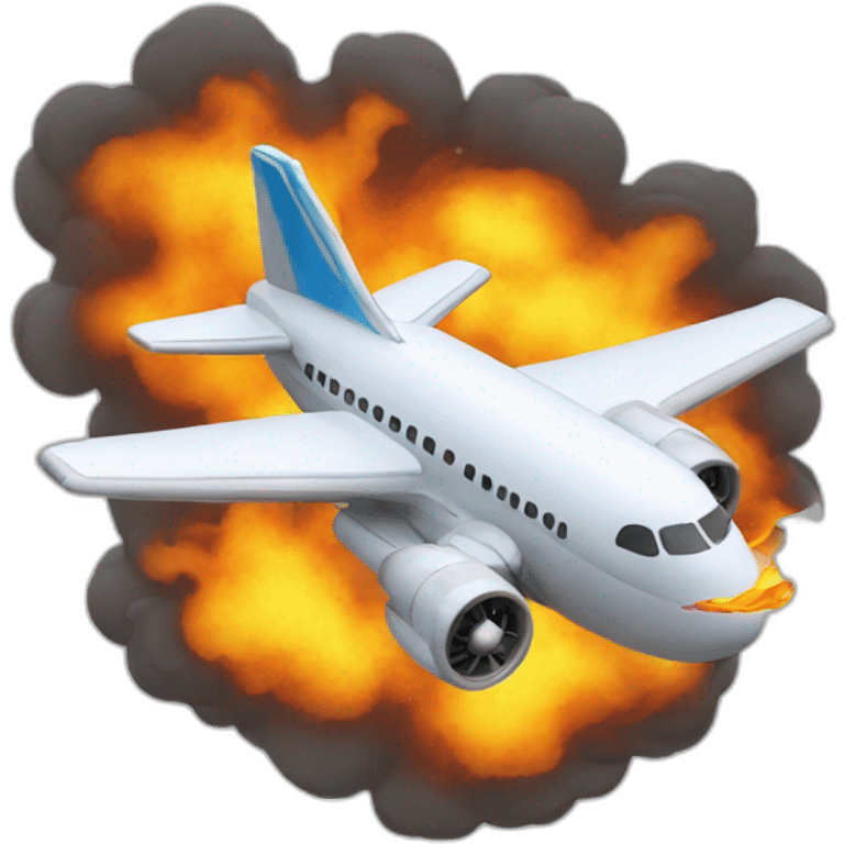 A plane whit an engine in fire emoji