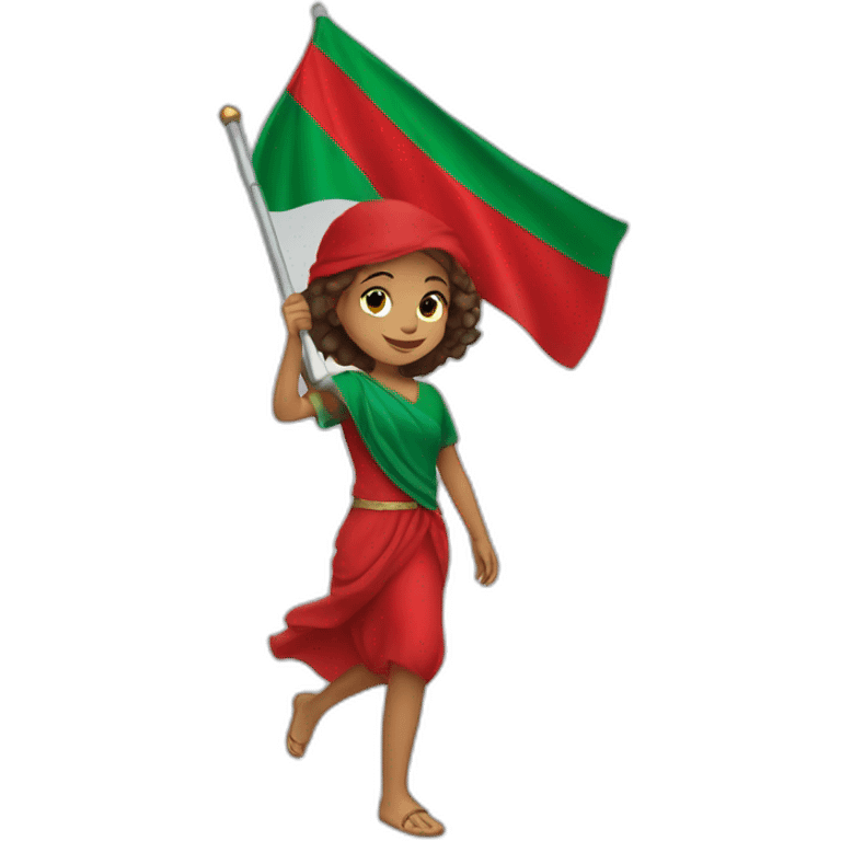 A girl carrying the flag of Morocco   emoji