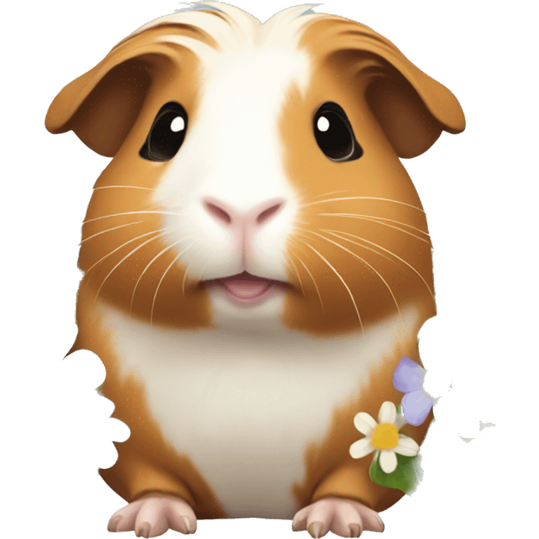 Guinea pig with flowers emoji