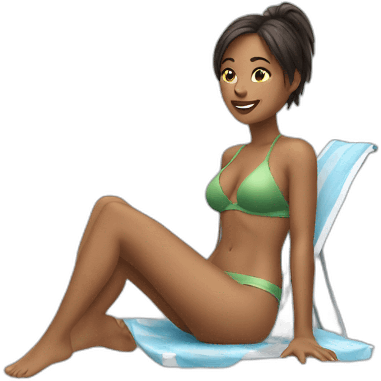 bikini-woman-arm-on-her-leg emoji