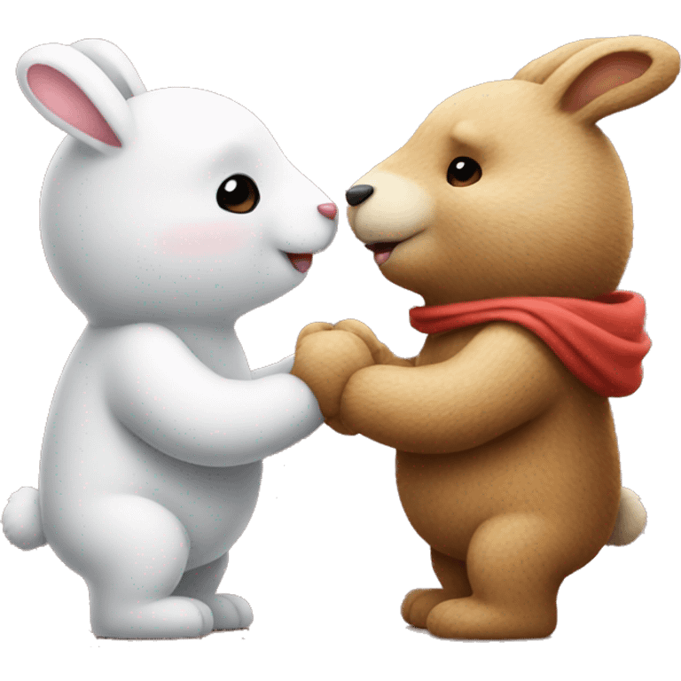 Bunny and Bear kissing emoji