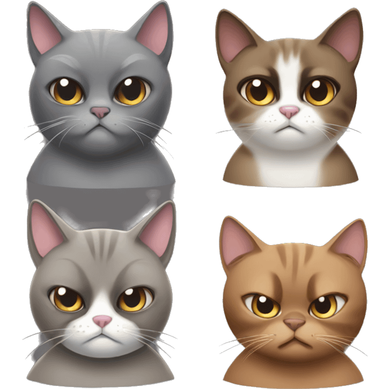 Grey grumpy cat and brown cat emoji