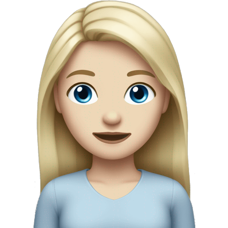 Girl with dirty blond shoulder length hair,blue eyes and pale skin emoji