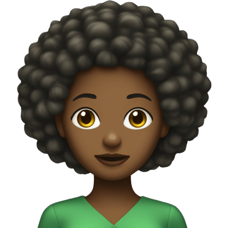 Create a black girl with afro in a green dress like she was a girl from the early’s 2000 emoji