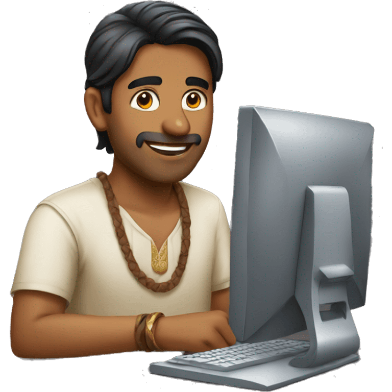 indian guy using computer emoji