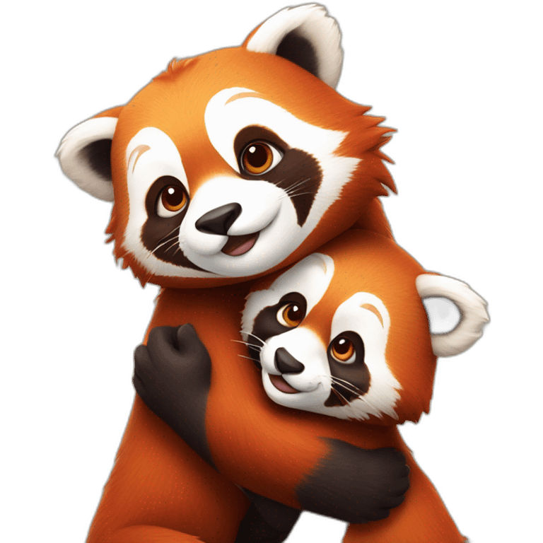 Two hugging red pandas emoji