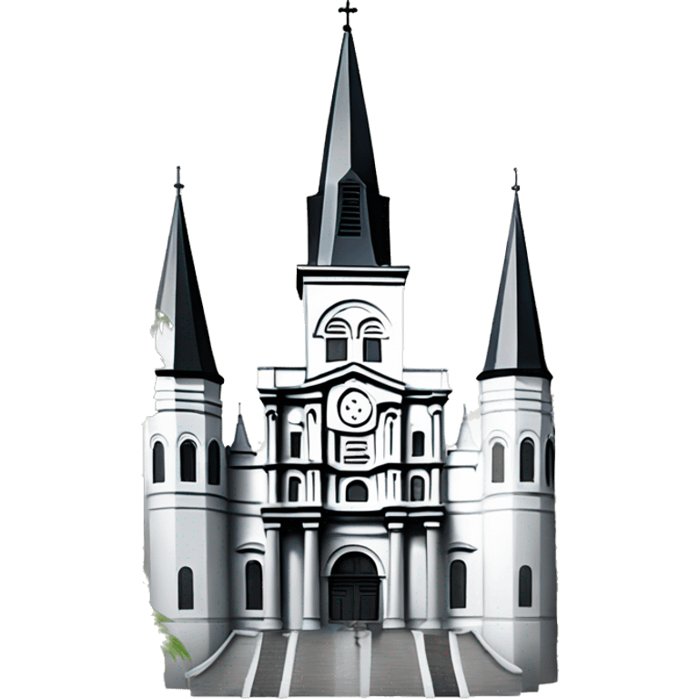 Realistic new orleans st.louis cathedral With palm trees and  horse statue emoji