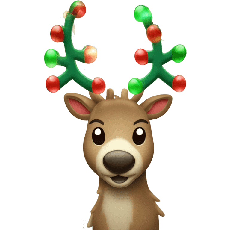 Reindeer with red, green, & white vintage Christmas lights  emoji