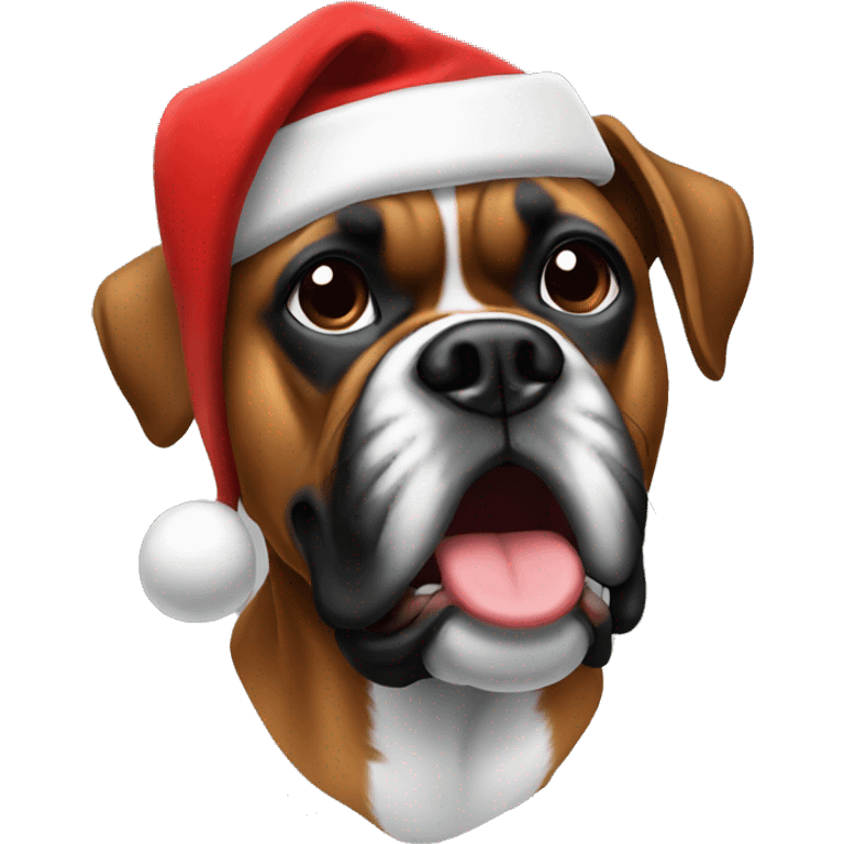 Boxer with Santa hat emoji