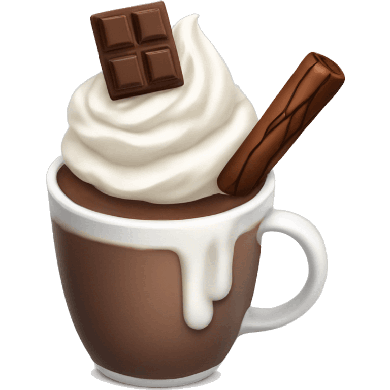 hot chocolate with whipped cream and a chocolate stick emoji