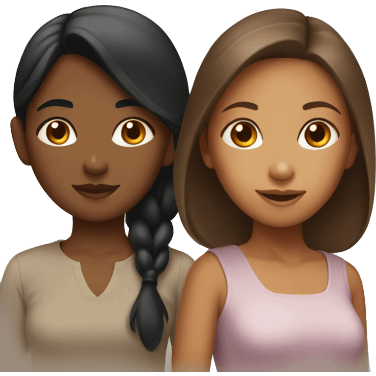 brown girl and asian girl emoji