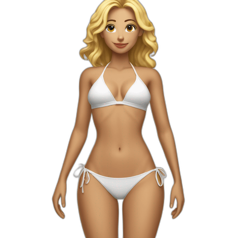 Slim-fit Caucasian woman bikini cute (beach body) bed emoji