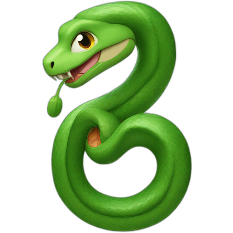 snake wrapping itself around and through the number 4 emoji