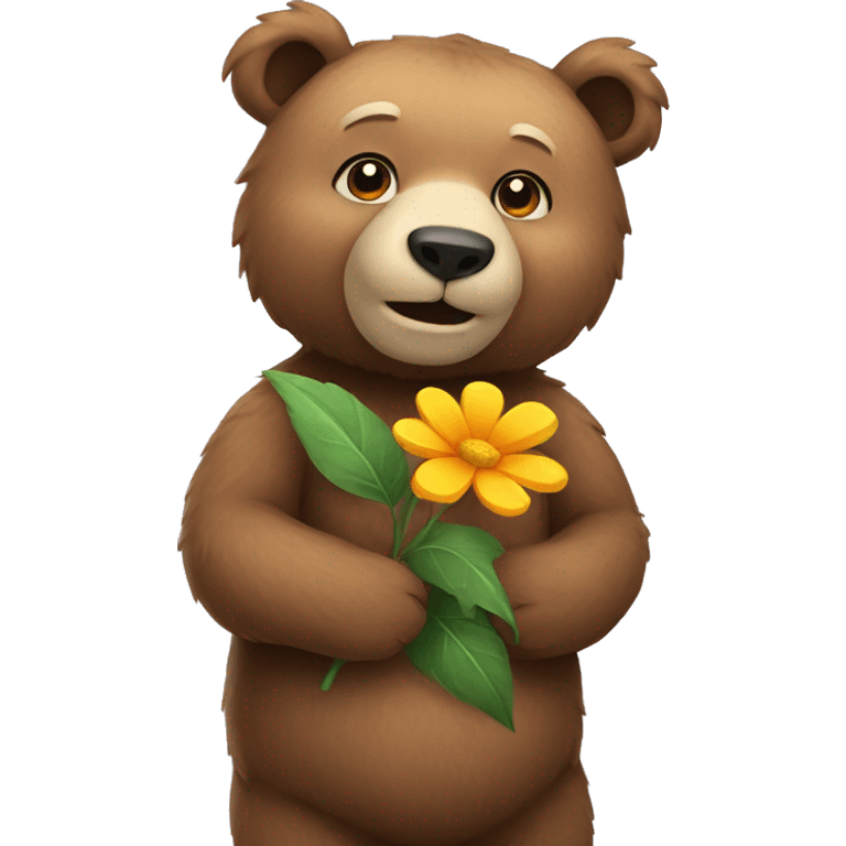 bear holding a flower  emoji