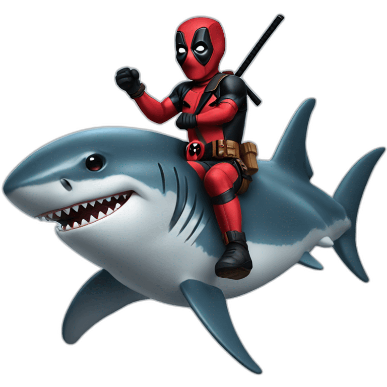 deadpool riding shark emoji