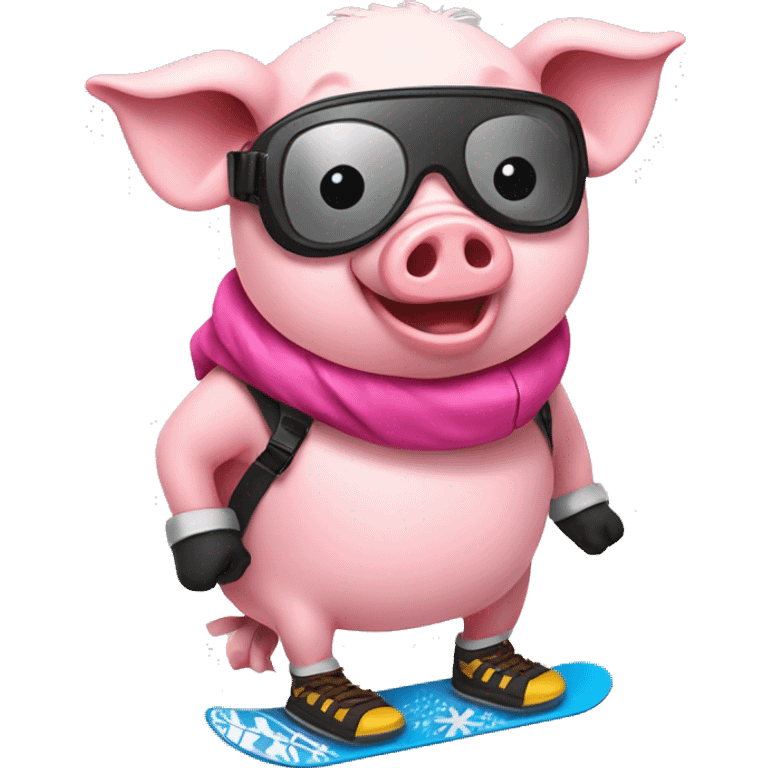 Pig with a snowboard emoji