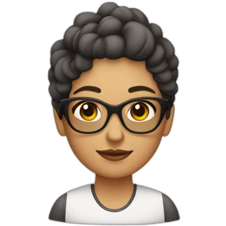 Mujer con pelo blanco corto y gafas emoji