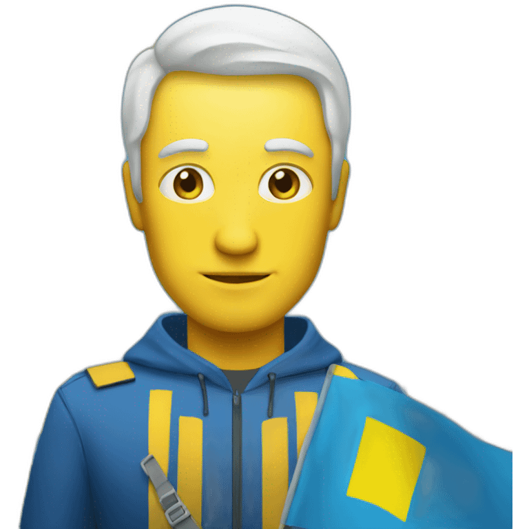 Man with Ukraine flag emoji