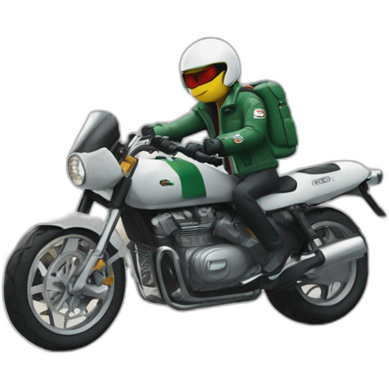 In motociclye with lacoste puffer emoji