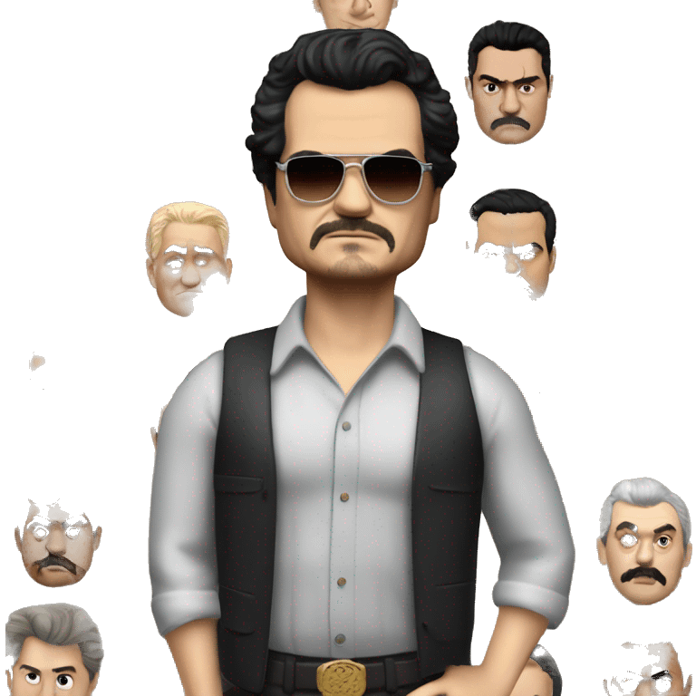 wagner moura narcos in memoji style only head emoji