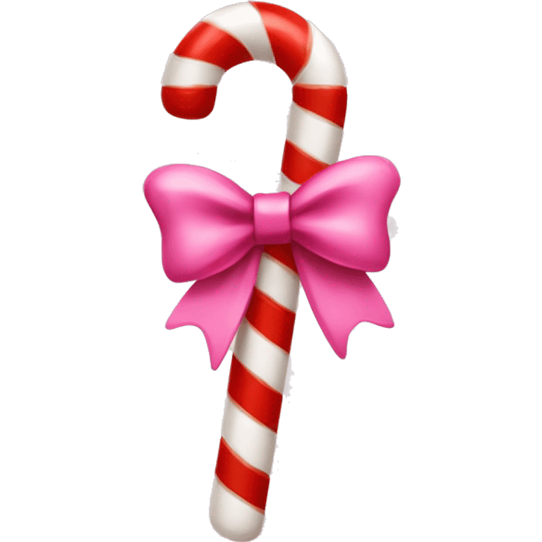 candy cane with pink bow emoji