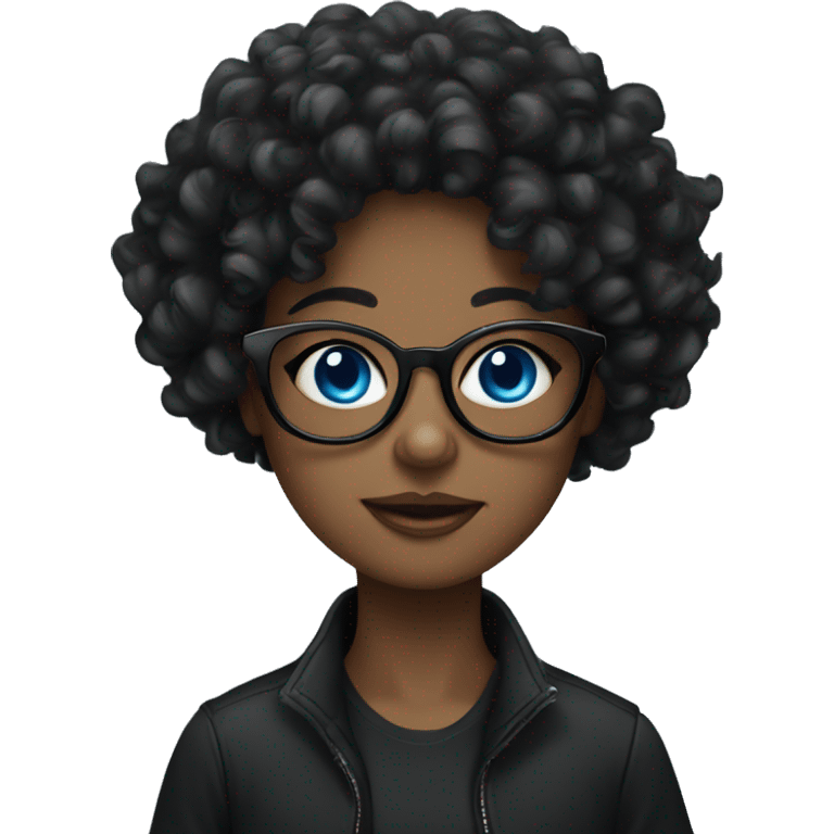 girl wearing all black  with glasses and blue eyes and big curly hair  emoji