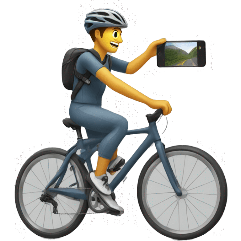 cyclist taking pictures to the bike emoji