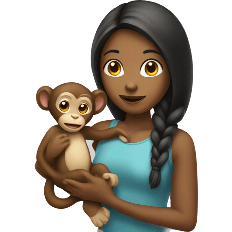 girl holding monkey emoji