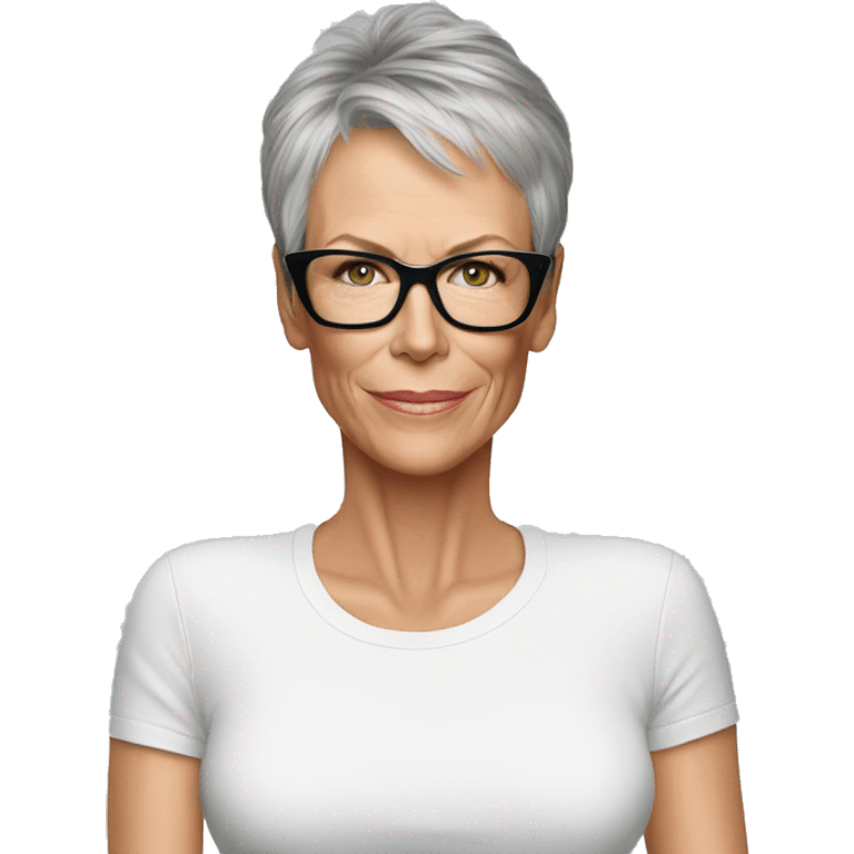 super realistic jamie lee curtis wearing tee emoji