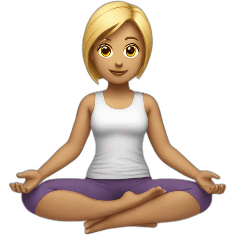 Working on a notbook with yoga clothes emoji