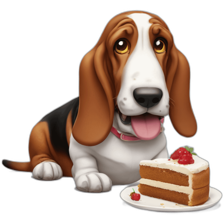 basset hound eating cake emoji