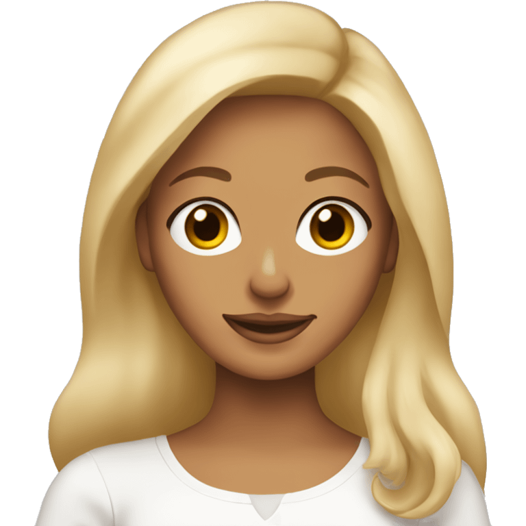 Blonde woman with tan skin wearing white top holding a blonde long haired dachund emoji