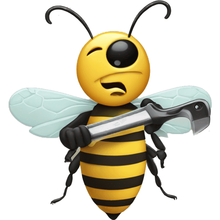 Bee holding a razor emoji