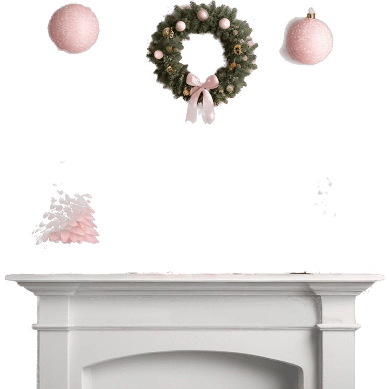 Pale pink Christmas mantle decorated  emoji