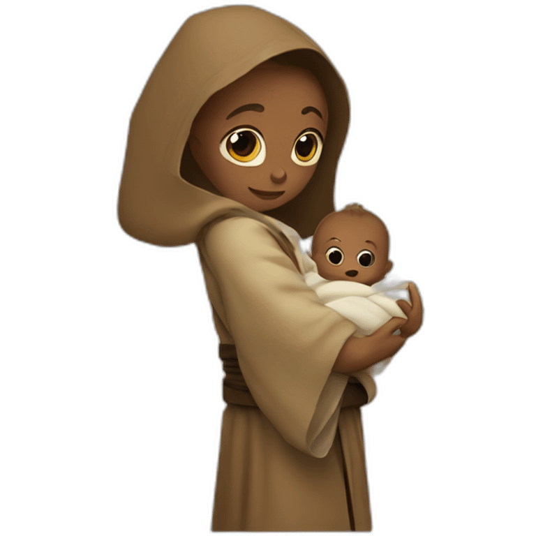 Jedi carryinf a baby  emoji