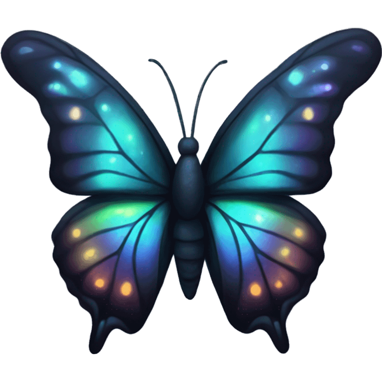 Dark iridescent butterfly glowing emoji