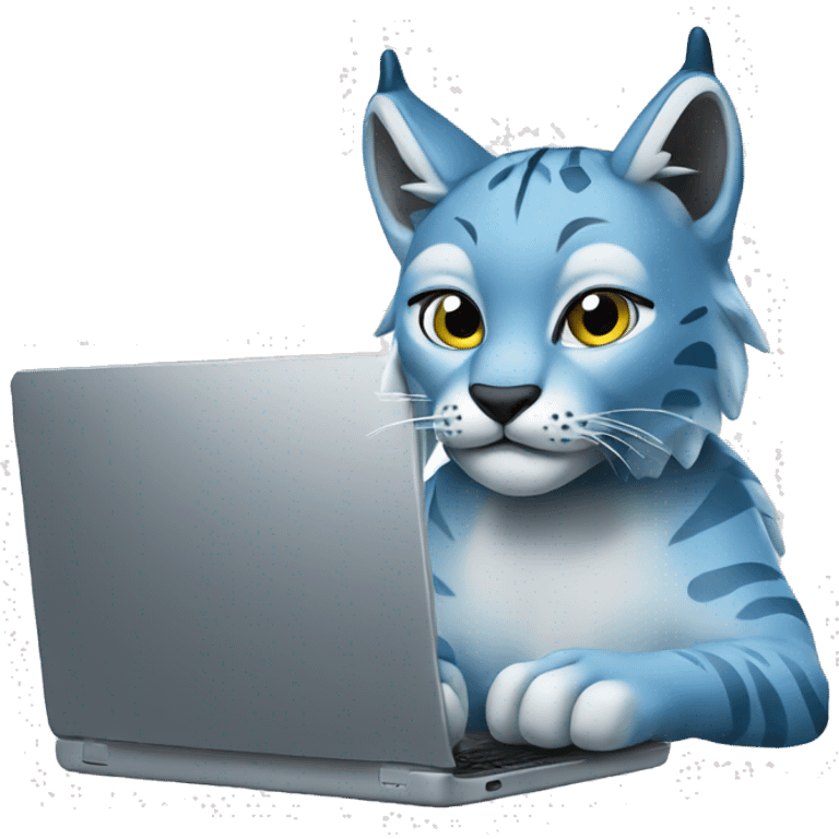 A blue lynx with a laptop emoji