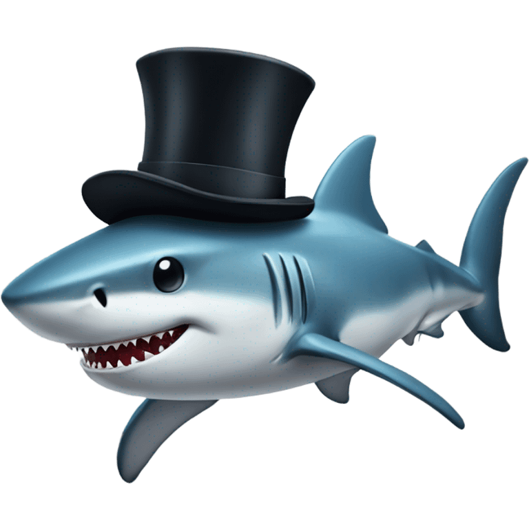 Shark with a top hat emoji