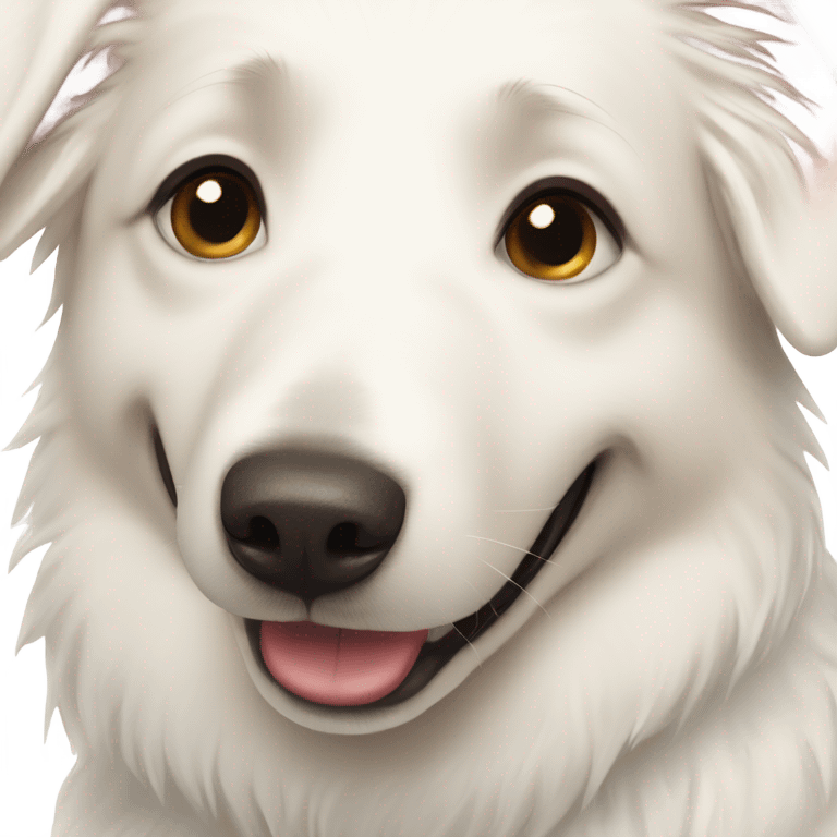 Happy white Swiss Shepherd  with blonde girl emoji